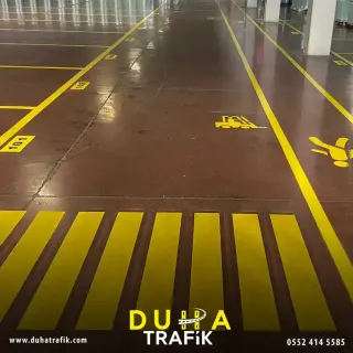 Çiftkompenant boya uygulaması — Foto Galeri — Duha Trafik | Otopark Çizgileri ve Zemin Boyama Hizmetleri